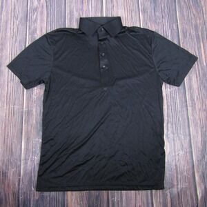 Collars & Co Polo Shirt Mens Medium Black Dress Collar Golf Performance Top